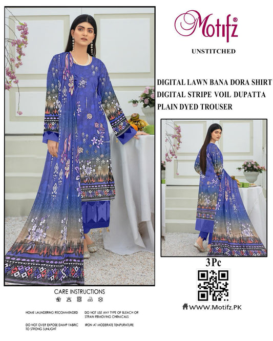 3PC Lawn Digital Print Unstitched Suit