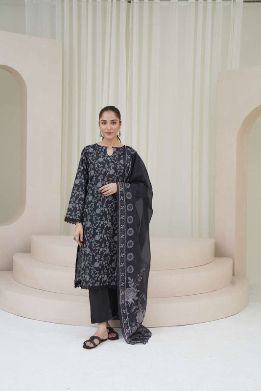 3PC Digital Print Unstitched Suit