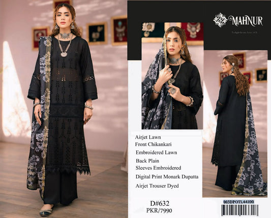 3PC Embroidered Unstitched Suit