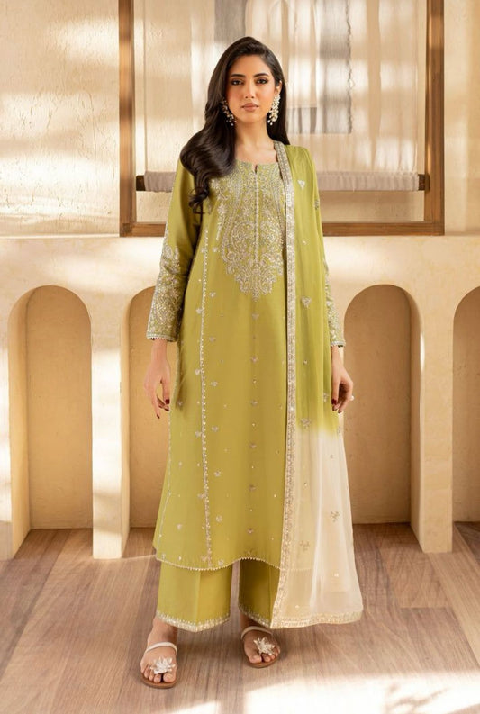 3PC Embroidered Suit Unstitched
