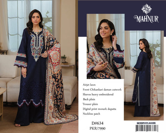 3PC Embroidered Suit Unstitched