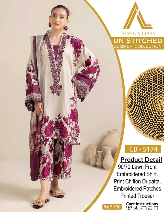 3PC Lawn Embroidered Suit Unstitched