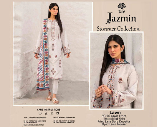 3PC Embroidered Lawn Suit Unstitched