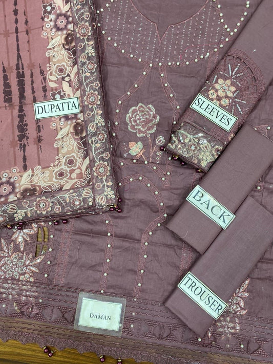 3PC Cotton Suit Embroidered Unstitched