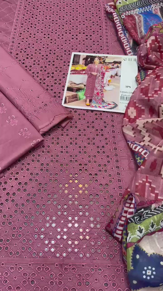 3PC Chickenkari Embroidered Unstitched Suit